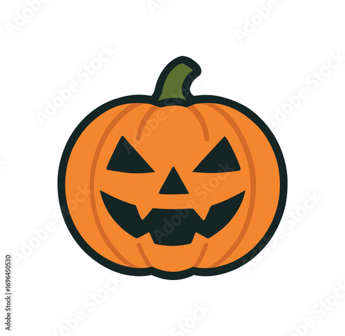 flat vector colored illustration jack o lantern halloween isolated on white background