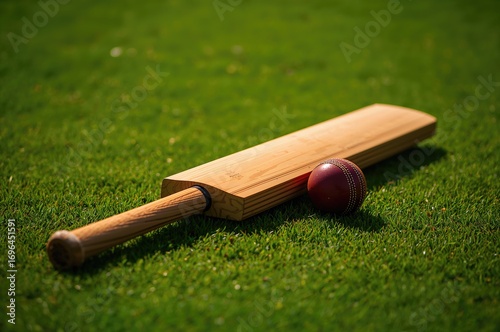 Leather ball and cricket ba...