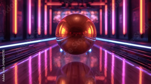 Levitating Golden Bowling Ball
