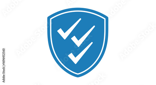 Free Download Blue shield with three white checkmarks symbolizing security and verification - GFXLoad
