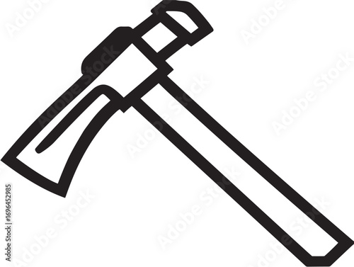Farming Hoe Symbol in Professional Minimalist 2D Vector Line Artwork