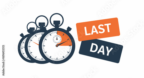 Urgency concept with countdown timers and 'last day' message