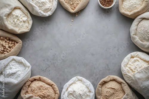 Various flour types stored ...