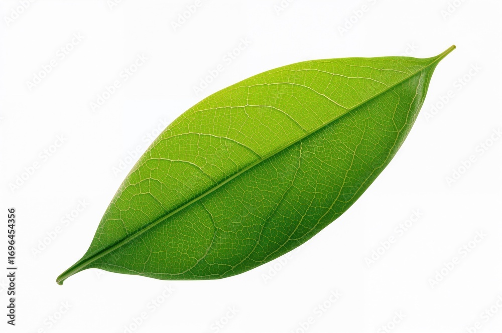 Obraz premium Isolated Andrographis paniculata leaf on white backdrop, used as a natural fever treatment, collection, cutout.