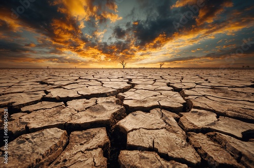 Arid, fractured soil illust...