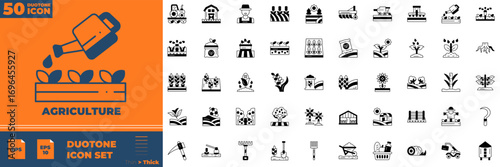 Agriculture Duotone Icon Set.