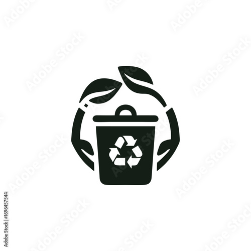 Eco-friendly waste disposal with recycling symbol