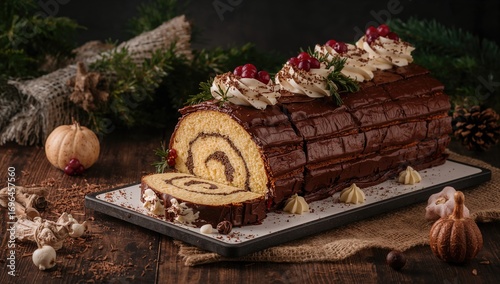 Classic holiday Yule log de...