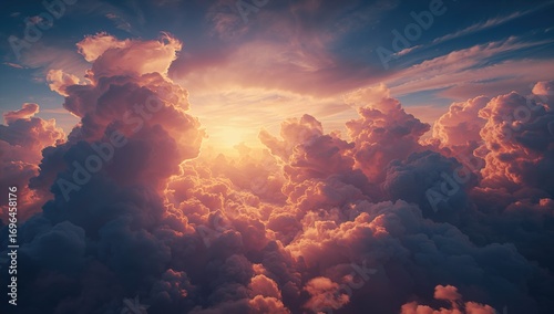 Sunset with cumulus clouds ...