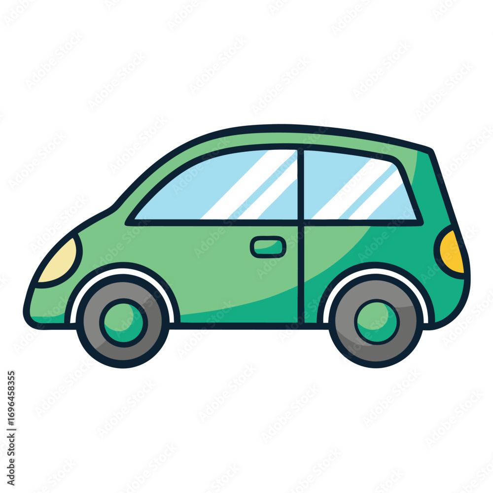 Naklejka premium green car isolated on white background