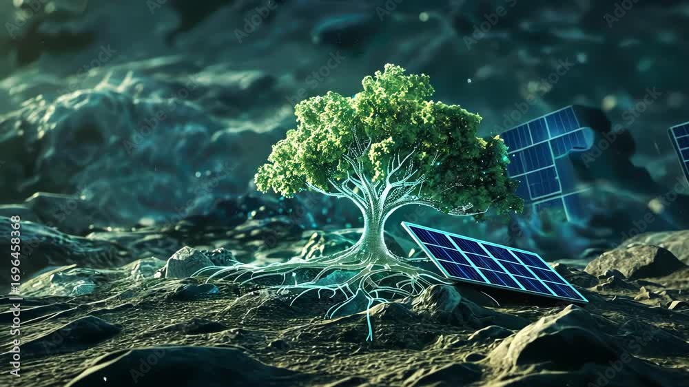 Renewable Roots Re Root Tree with solar panels as leaves and underground CO2 storage roots ...