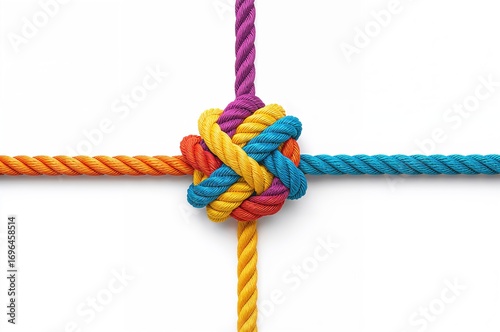 Brightly colored cords knot...