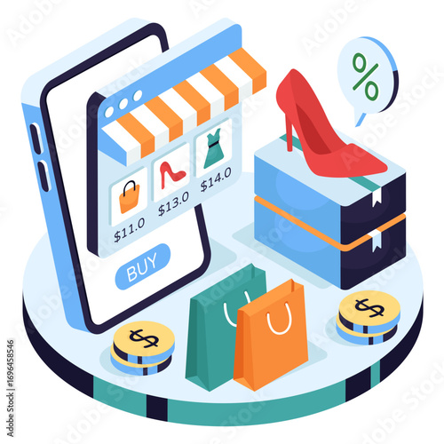 Unique design illustration of shopping website