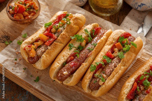 Tasty homemade sausages in ...
