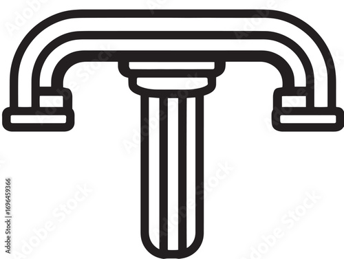 Modern Irrigation Pipe Symbol in Minimal Clean Vector Illustration