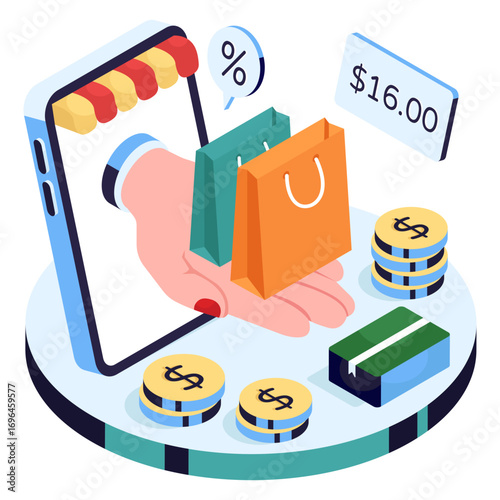 Modern design illustration of mobile shopping app