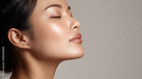Beautiful Skin Side View Of Asian Woman