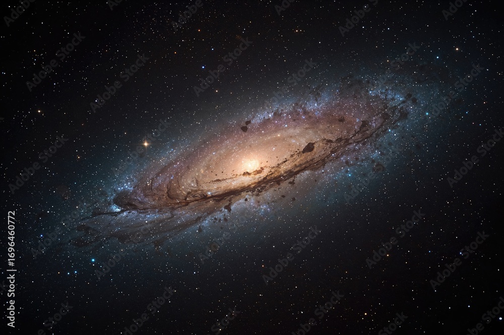 Fototapeta premium Vibrant cosmic nebula with stars and galaxies