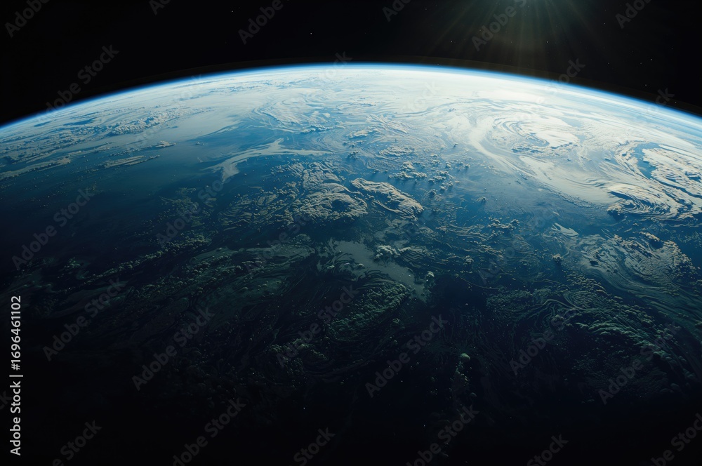 Fototapeta premium View of Earth from orbit, digital rendering of the globe, image components supplied by a space agency