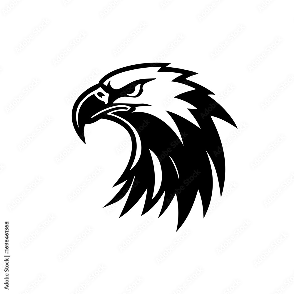 Fototapeta premium Minimalist Eagle Head Logo Design. Vector artwork of a minimalist eagle head logo in black design. Modern, fierce, and powerful illustration suitable for branding, mascot, tattoo, or graph