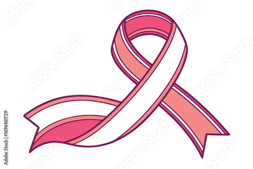 Pink Ribbon Illustration for Breast Cancer Awareness Month Symbol of Hope and Support for Women