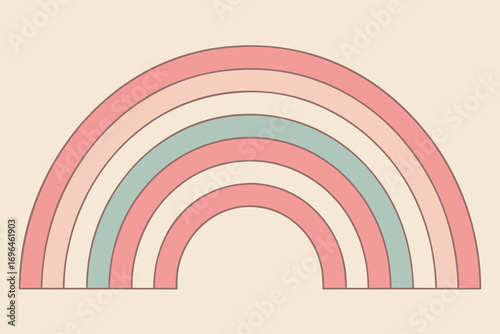 Retro Pastel Rainbow Graphic with Soft Colors for Nursery Decor and Digital Art Projects Aesthetically Pleasing Design