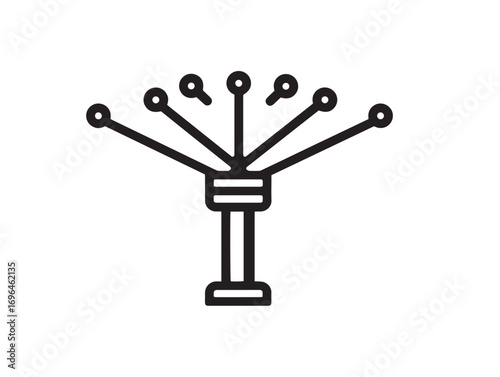 Stylish Irrigation Sprinkler Symbol in Minimal Vector Line Illustration