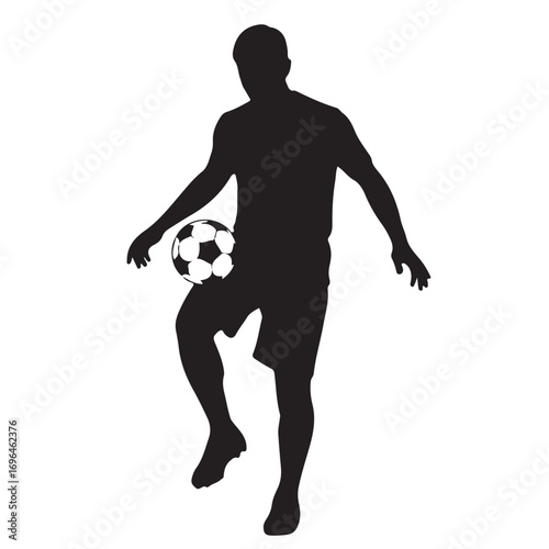 Dynamic Silhouette of a Male Soccer Player Juggling a Ball