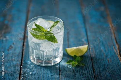 Glass of cocktail with ice,...