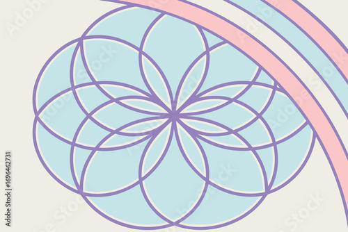 Transgender Pride Flower of Life Symbol in Pastel Colors for LGBTQ Community Support and Inclusivity