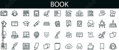 Book and Reading Icon Set for Education, Study Tools, and Literary UI Design