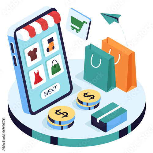 Modern design illustration of mobile shop