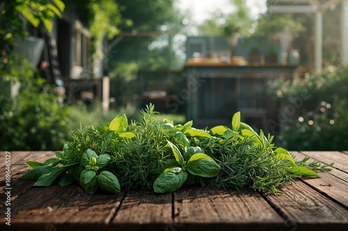 Various fresh herbs arrange...