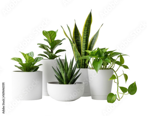 A Group of Potted Houseplants Isolated Transparent PNG