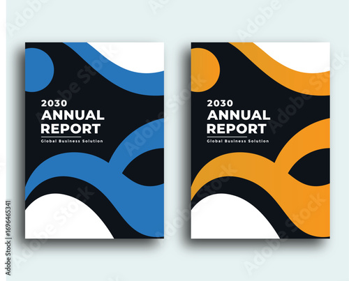 Annual Report Covers with Abstract Wave-like Shapes