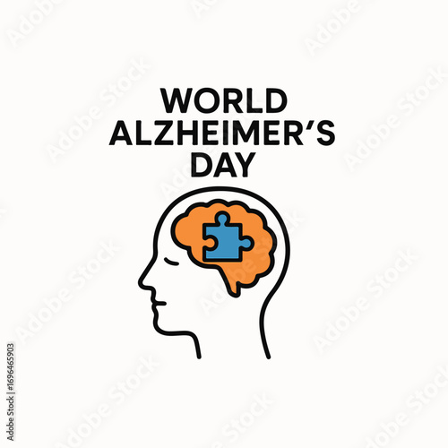 World Alzheimer’s Day – Purple Ribbon Brain Awareness Concept.