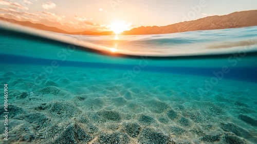 Ocean Sunset Underwater Paradise: A Breathtaking View