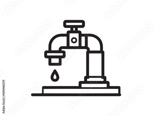Powerful Irrigation Water Pump Symbol in Functional Vector Line Artwork