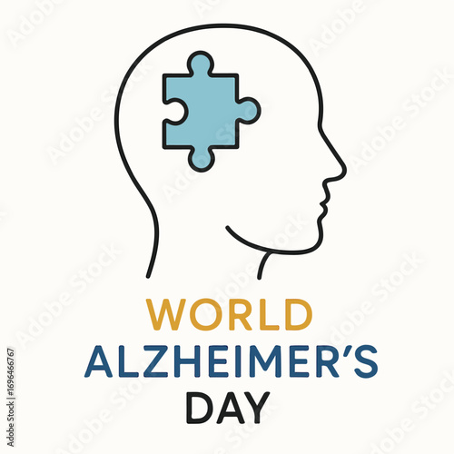 World Alzheimer’s Day – Purple Ribbon Brain Awareness Concept.