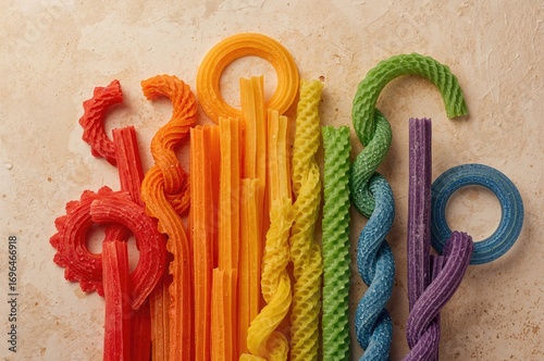 Vibrant Pasta on a Plain Ba...