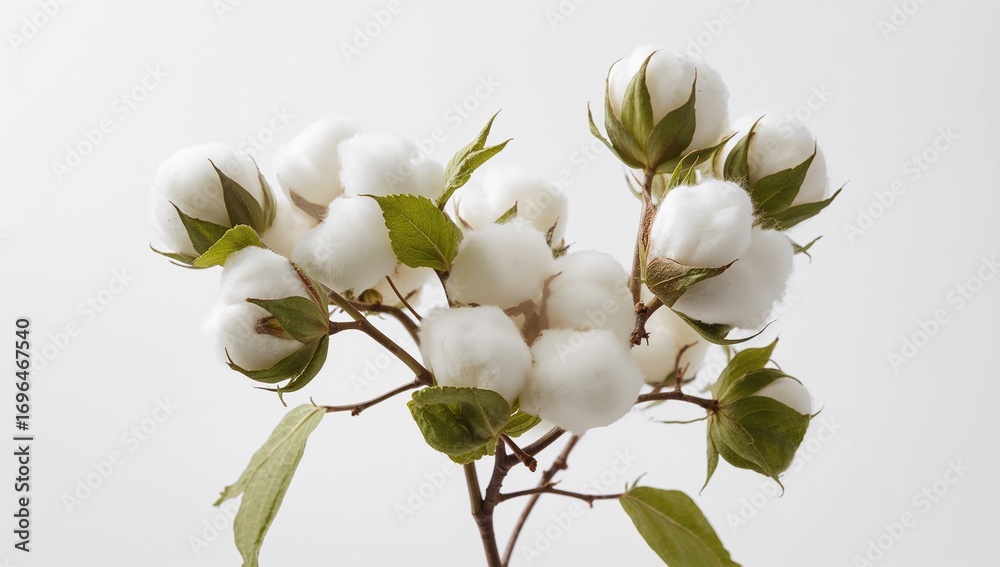 Fototapeta premium Isolated cotton plant against a white backdrop