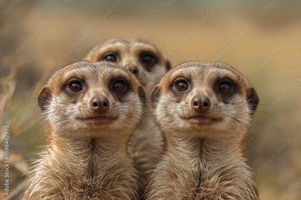 Fototapeta premium Close-up of meerkats displaying captivating expressions