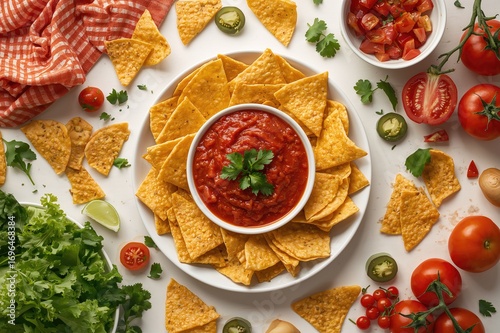 Nacho corn chips served wit...