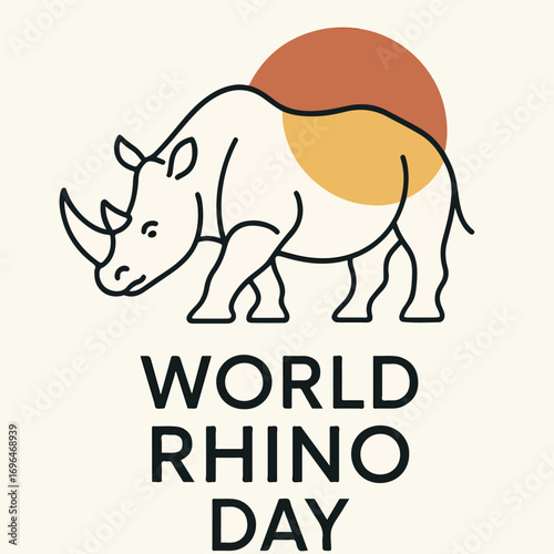 World Rhino Day Awareness: Rhino Silhouette with Earth & Conservation Theme.