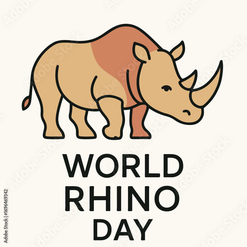 World Rhino Day Awareness: Rhino Silhouette with Earth & Conservation Theme.