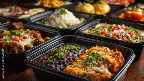 Wallpaper Mural Mexican Take Out: Variety of Dishes in Closed To-Go Containers for Delivery Orders Torontodigital.ca