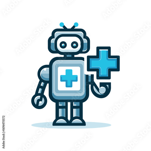 Friendly robot holding a medical cross symbol (4)