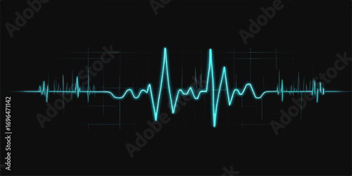 A graphic illustration of a green heartbeat on a medical monitor with a pulse line and cardiogram wave