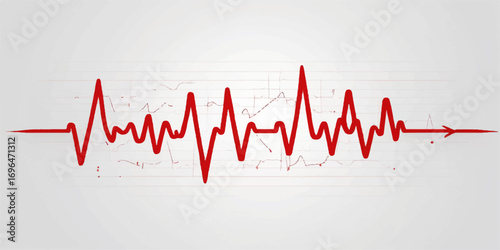 Red heart on a jagged EKG line showing a fast heartbeat