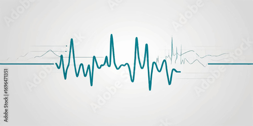 Abstract medical background vector illustration with a green heartbeat on an EKG monitor, illustrating a cardiogram line wave